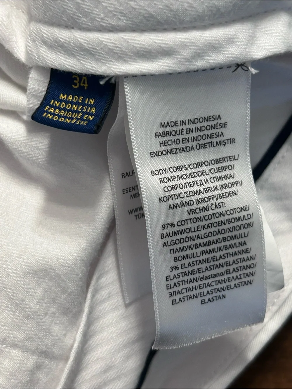Polo Ralph Lauren Stretch Classic White Chino Navy Pony Shorts Men's Size 34 9”
